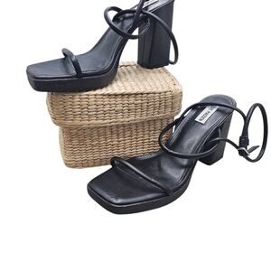Steve Madden Black Strappy Block Heels